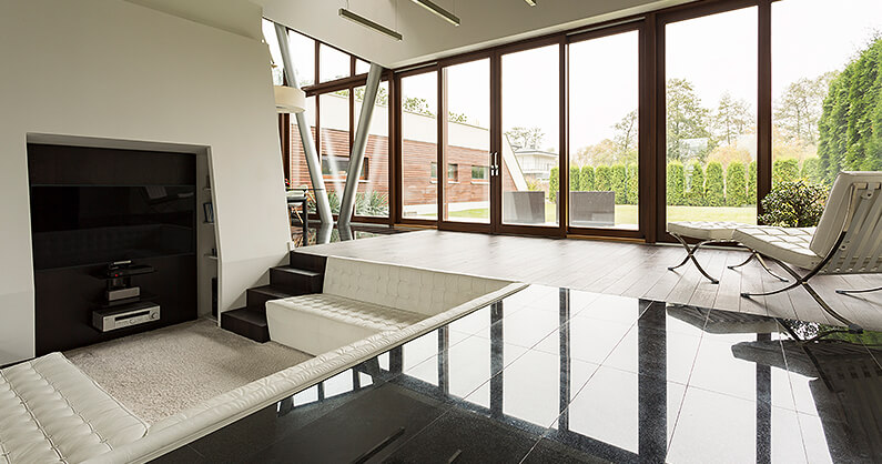 White luxury sunken living room