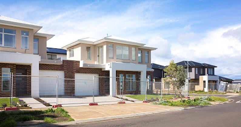 New home construction on a street