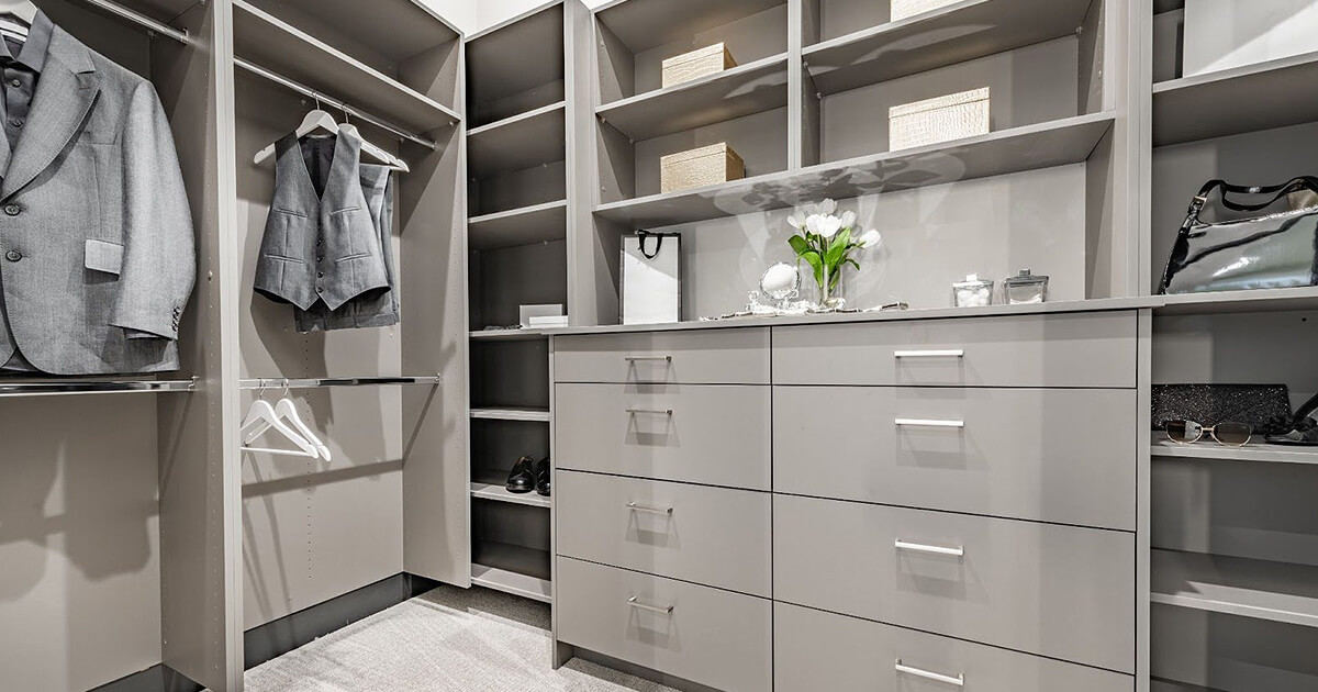 Large walk in closet with storage